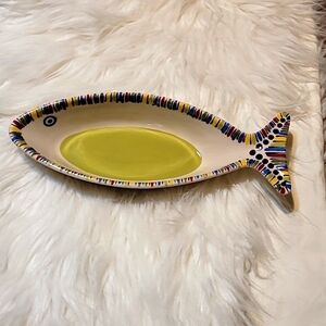 Ceramic fish shaped serving bowl/platter Home decor Birthday fishing theme decor